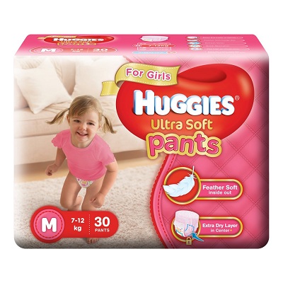 India Desire : Buy Huggies Ultra Soft Pants Diapers for Girls, Medium (Pack of 30) at Rs. 300 from Amazon [Regular Price Rs 437]